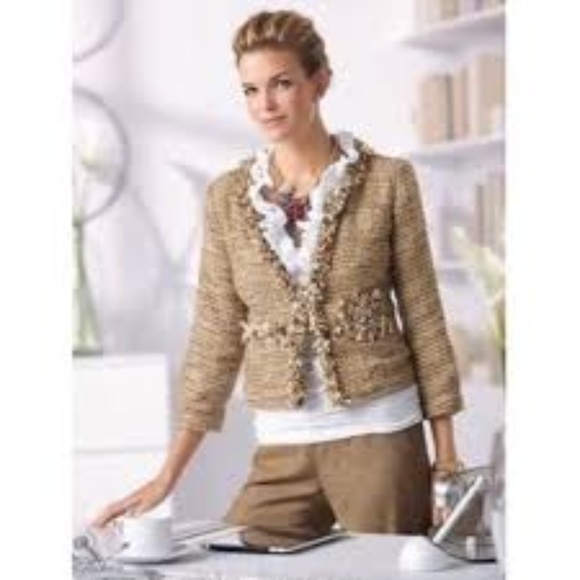 Cabi ‘Phoebe’ gold/cream tweed, blazer; size Med - Picture 2 of 5